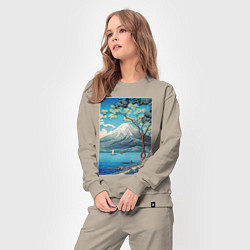 Костюм хлопковый женский Mount Fuji from Lake Yamanaka Гора Фудзи, цвет: миндальный — фото 2