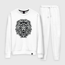 Костюм хлопковый женский Лев в стиле Мандала Mandala Lion, цвет: белый