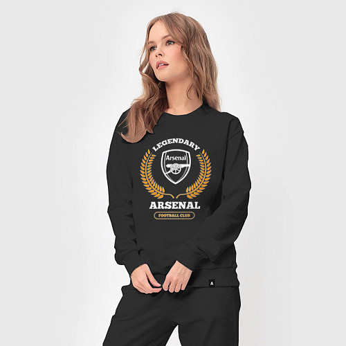 Женский костюм Лого Arsenal и надпись Legendary Football Club / Черный – фото 3