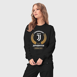 Костюм хлопковый женский Лого Juventus и надпись Legendary Football Club, цвет: черный — фото 2