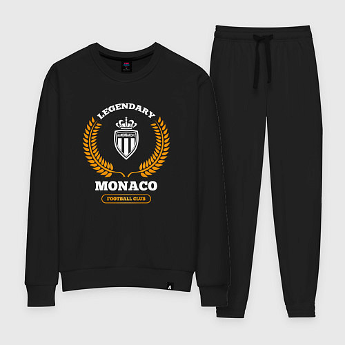 Женский костюм Лого Monaco и надпись Legendary Football Club / Черный – фото 1