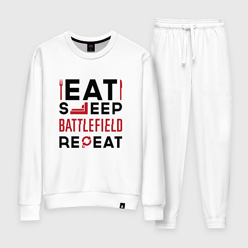 Женский костюм Надпись: Eat Sleep Battlefield Repeat / Белый – фото 1