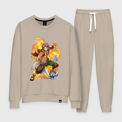 Костюм хлопковый женский Нацу Драгнил и Хеппи, цвет: миндальный