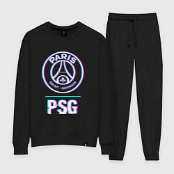 Костюм хлопковый женский PSG FC в стиле Glitch, цвет: черный