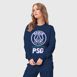 Костюм хлопковый женский PSG FC в стиле Glitch, цвет: тёмно-синий — фото 2