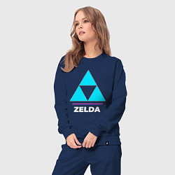 Костюм хлопковый женский Символ Zelda в неоновых цветах, цвет: тёмно-синий — фото 2