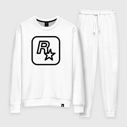 Костюм хлопковый женский Логотип Rockstar games чб, цвет: белый