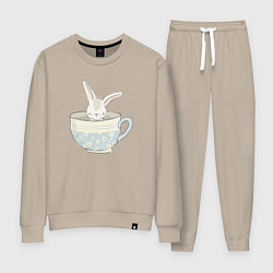 Костюм хлопковый женский Кролик в чашке, цвет: миндальный