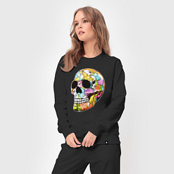 Костюм хлопковый женский Art cool skull, цвет: черный — фото 2