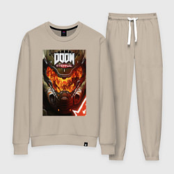 Костюм хлопковый женский Doom eternal - poster, цвет: миндальный