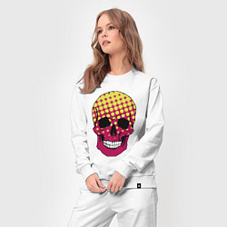 Костюм хлопковый женский Pop-art skull, цвет: белый — фото 2