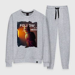 Костюм хлопковый женский STRAY FOLLOW MEOW, цвет: меланж