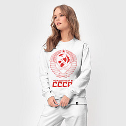 Костюм хлопковый женский Рожденный в СССР: Советский союз, цвет: белый — фото 2