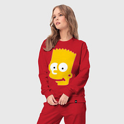 Костюм хлопковый женский Барт Симпсон - портрет, цвет: красный — фото 2