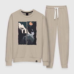 Костюм хлопковый женский Оранжевая луна и дикий альпинизм, цвет: миндальный