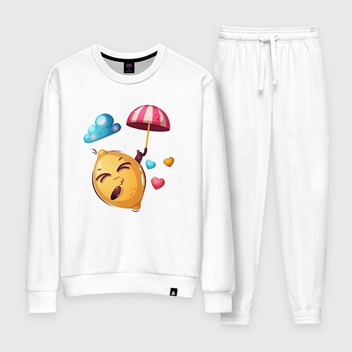 Женский костюм Лимон летит под зонтом / Белый – фото 1