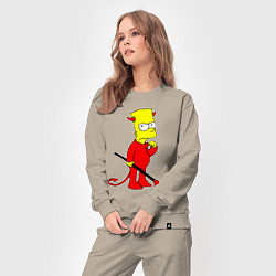 Костюм хлопковый женский Bart Simpson - devil, цвет: миндальный — фото 2