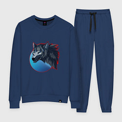 Костюм хлопковый женский Морда ночного волка, цвет: тёмно-синий