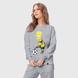 Костюм хлопковый женский Барт Симпсон - крутой футбольный форвард, цвет: меланж — фото 2