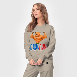 Костюм хлопковый женский CapyGYM - лучший бодибилдинг, цвет: миндальный — фото 2