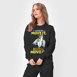 Костюм хлопковый женский Я люблю двигать телом попугай, цвет: черный — фото 2