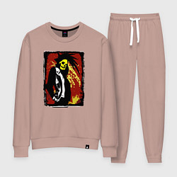 Костюм хлопковый женский Панк череп, цвет: пыльно-розовый