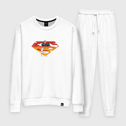 Костюм хлопковый женский Супермен и его пес Крипто DC Лига Суперпитомцы, цвет: белый