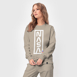 Костюм хлопковый женский Наса - logo, цвет: миндальный — фото 2