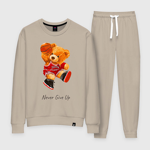 Женский костюм Никогда не сдавайся - мишка баскетболист / Миндальный – фото 1