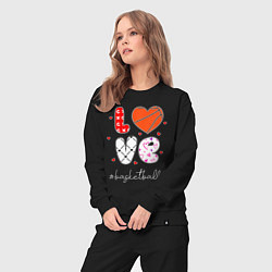 Костюм хлопковый женский LOVE basketball сердечки, цвет: черный — фото 2