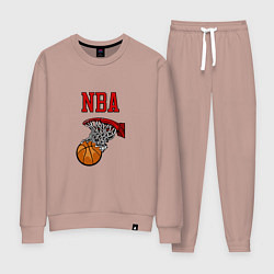 Костюм хлопковый женский Basketball - NBA logo, цвет: пыльно-розовый