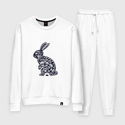 Костюм хлопковый женский Black-White Rabbit, цвет: белый