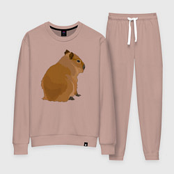 Костюм хлопковый женский Капибара лениво отдыхает, цвет: пыльно-розовый