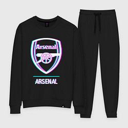 Костюм хлопковый женский Arsenal FC в стиле glitch, цвет: черный