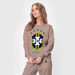 Костюм хлопковый женский Brasil CBF, цвет: пыльно-розовый — фото 2