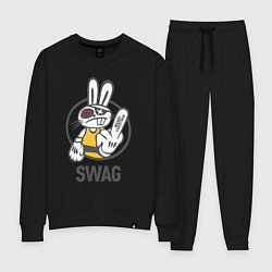 Костюм хлопковый женский SWAG Bad rabbit - Merry Christmas!, цвет: черный