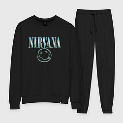 Костюм хлопковый женский Nirvana - смайлик, цвет: черный