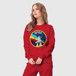 Костюм хлопковый женский NASA - emblem - USA, цвет: красный — фото 2