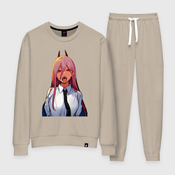 Костюм хлопковый женский Это же Пауэр - Человек бензопила, цвет: миндальный