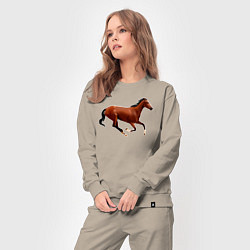 Костюм хлопковый женский Чистокровная верховая лошадь, цвет: миндальный — фото 2