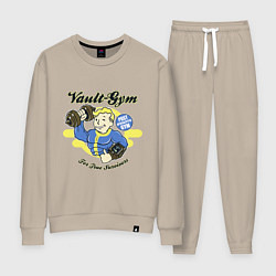 Костюм хлопковый женский Vault GYM - for true survivors, цвет: миндальный