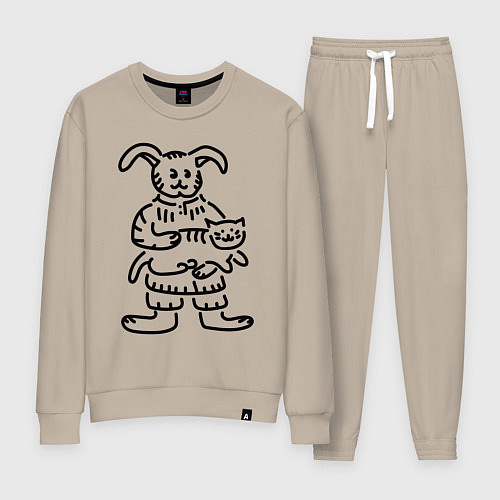 Женский костюм Кролик гладит кота / Миндальный – фото 1