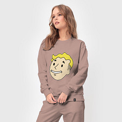 Костюм хлопковый женский Vault boy head, цвет: пыльно-розовый — фото 2