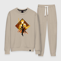 Костюм хлопковый женский Силуэт Чжун Ли, цвет: миндальный