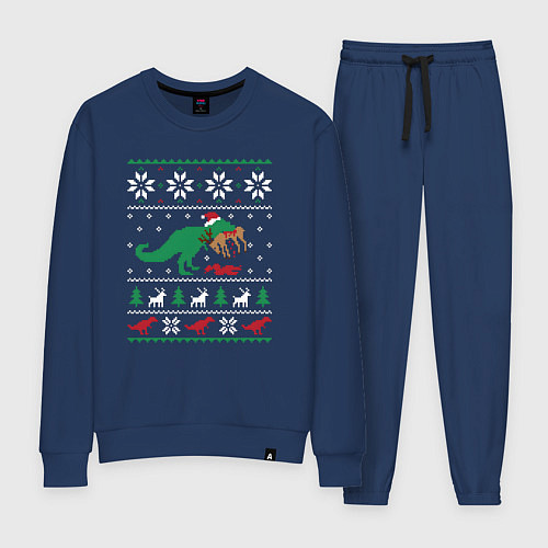 Женский костюм Новогодний тирекс - ugly sweater / Тёмно-синий – фото 1