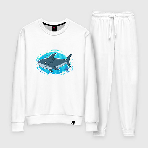 Женский костюм Мультяшная акула под водой / Белый – фото 1
