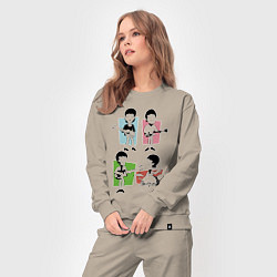 Костюм хлопковый женский The Beatles - drawing - sketch, цвет: миндальный — фото 2