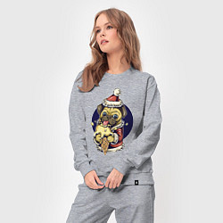 Костюм хлопковый женский Новогодний мопс с мороженым, цвет: меланж — фото 2