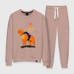 Костюм хлопковый женский Stray - cat logo, цвет: пыльно-розовый