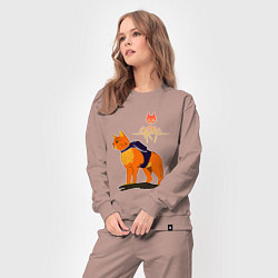 Костюм хлопковый женский Stray - cat logo, цвет: пыльно-розовый — фото 2